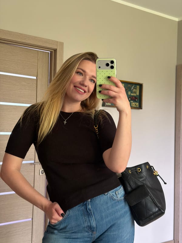 Woman takes morning selfies in Dreiliņi, Latvia