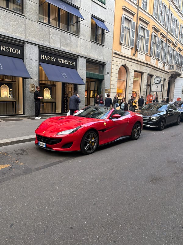 Luxury cars, fashion boutiques spotted in Milan shopping district