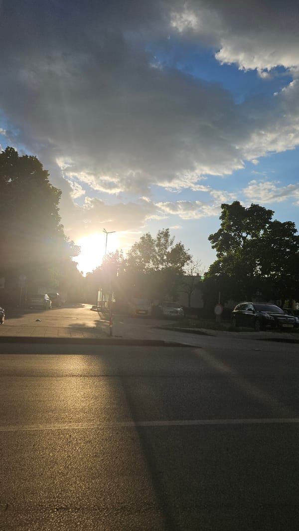 Evening street scenes captured in Plovdiv during sunset hours