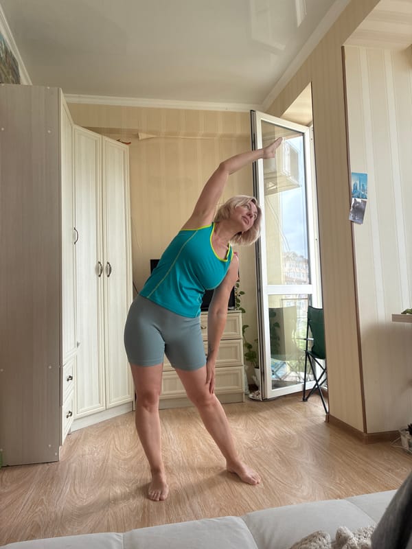 Indoor fitness routine with hula hoop and yoga in Sochi