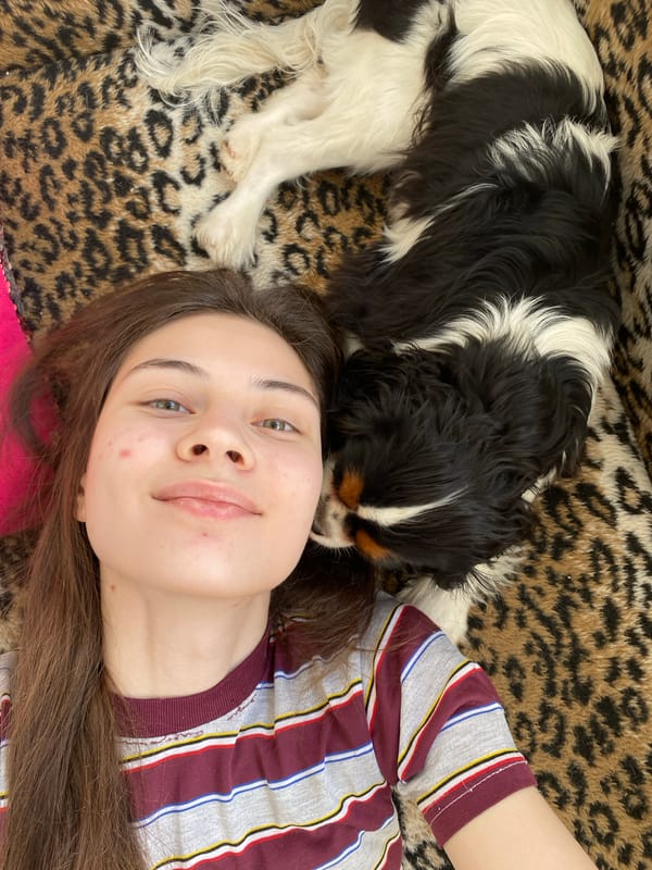 Woman and dog share quiet morning moments in Votkinsk