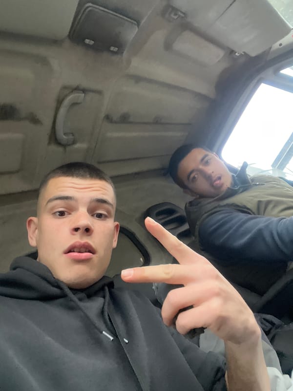 Two men take selfie in Sopot, Bulgaria