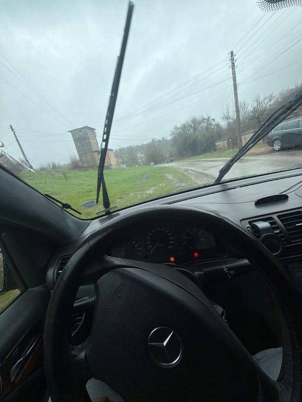 Driver's perspective from Mercedes-Benz in Bulgarian village