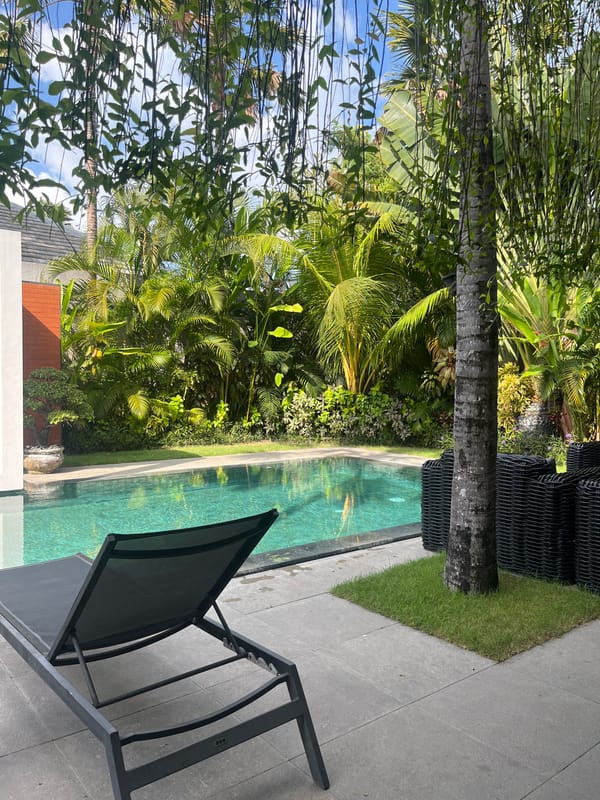Early morning poolside and beach scenes documented in North Kuta
