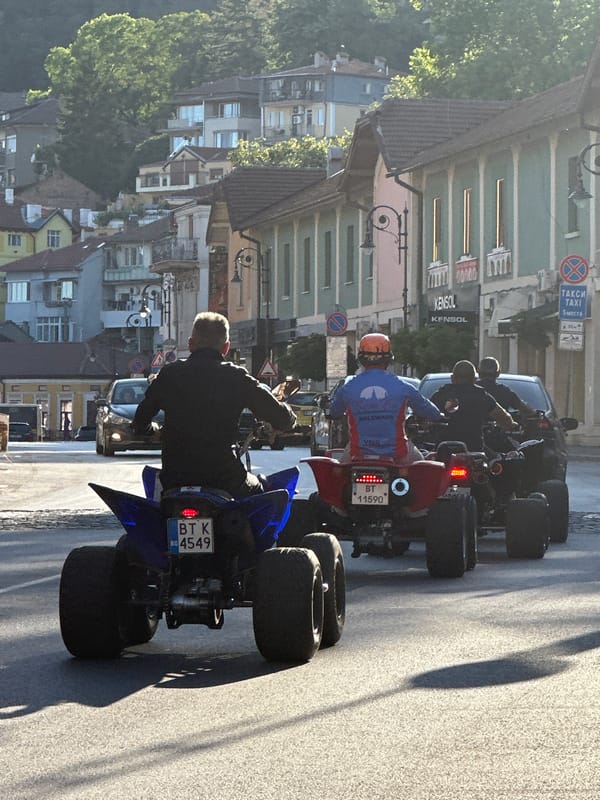Mixed vehicle parade through Veliko Tarnovo streets