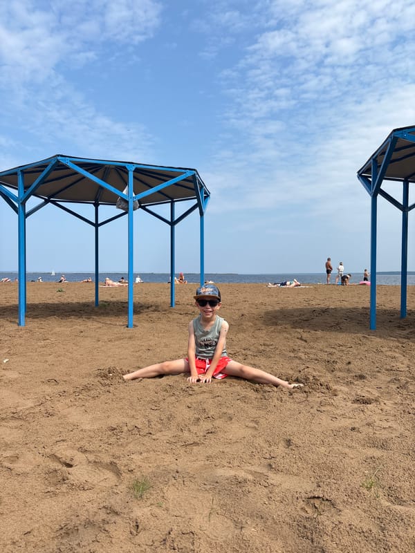 Beach day on the Kama River in Chaikovsky, Russia