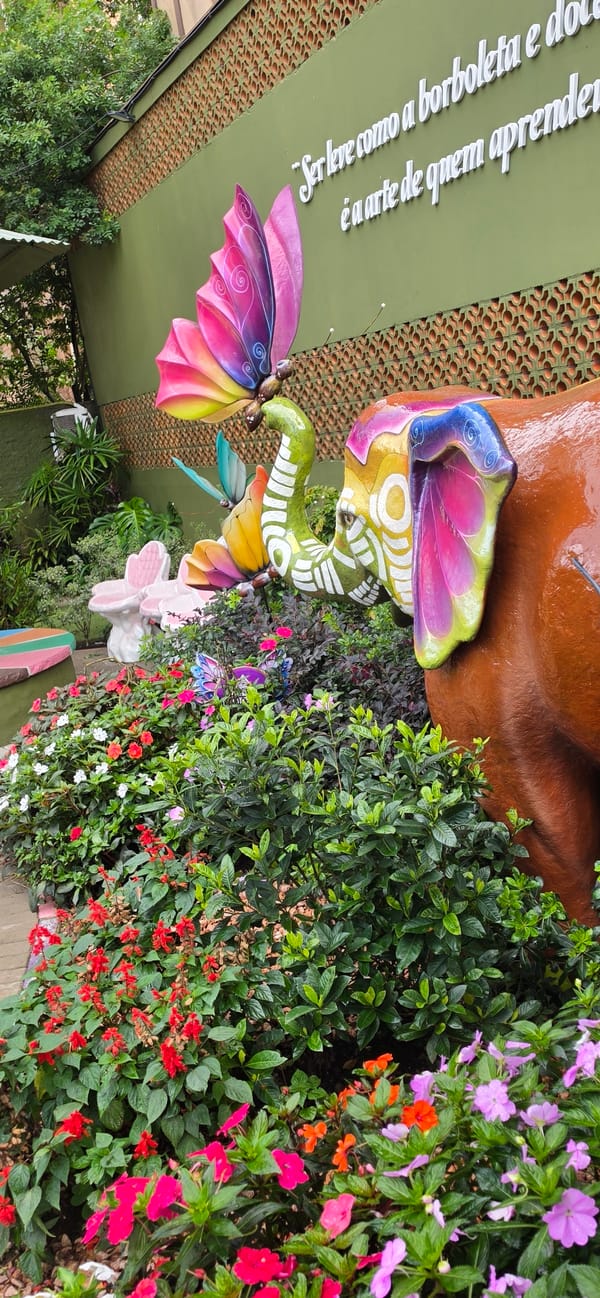 Whimsical garden sculptures documented in Gramado, Brazil