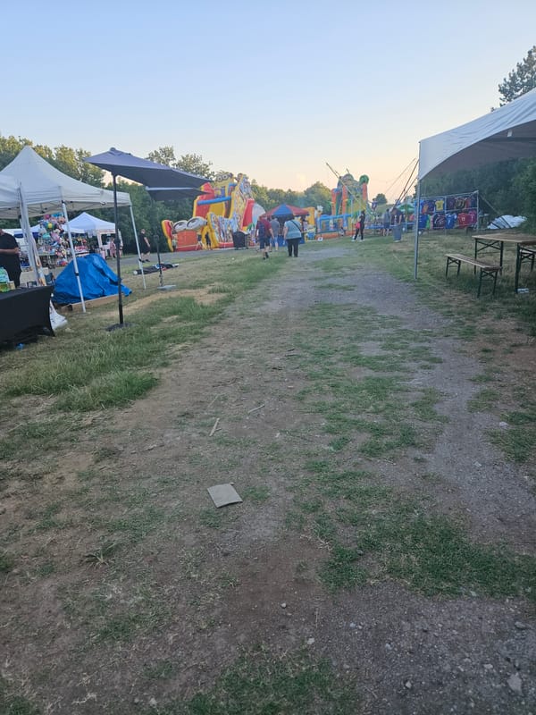 Outdoor fairground scene in Lyaskovets on a summer afternoon