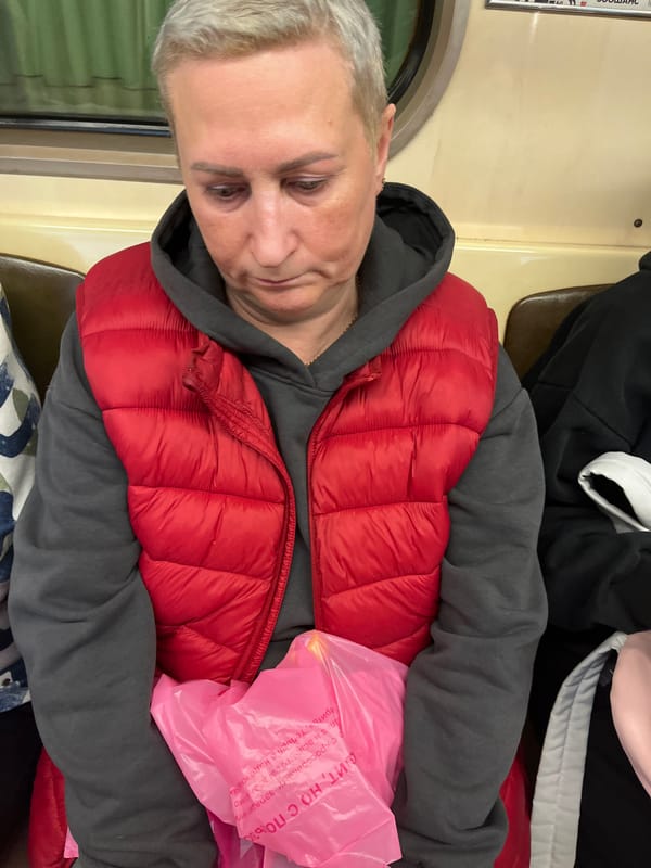 Morning commuter travels through Minsk metro system