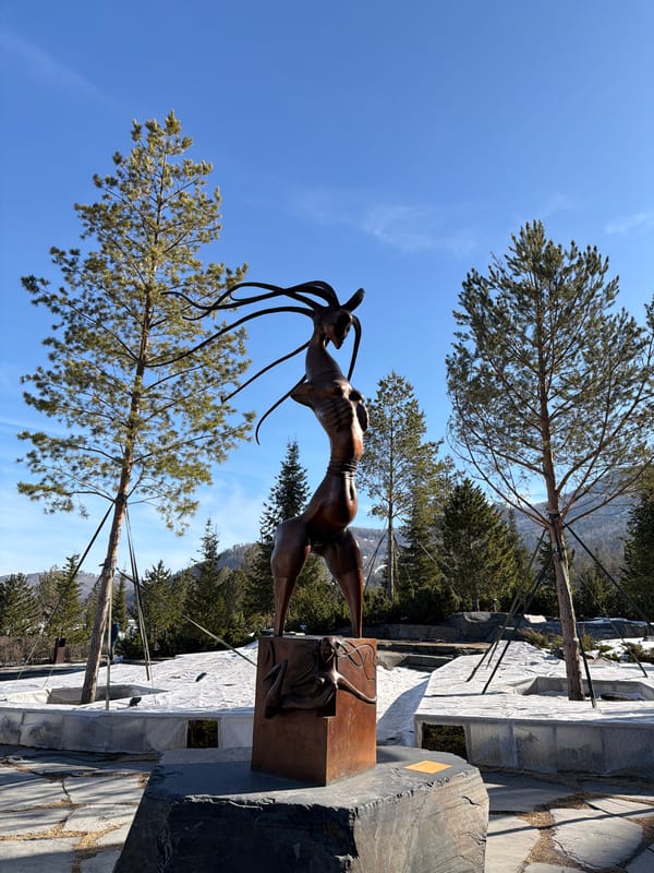 Bronze female sculpture documented at Russian ecopark
