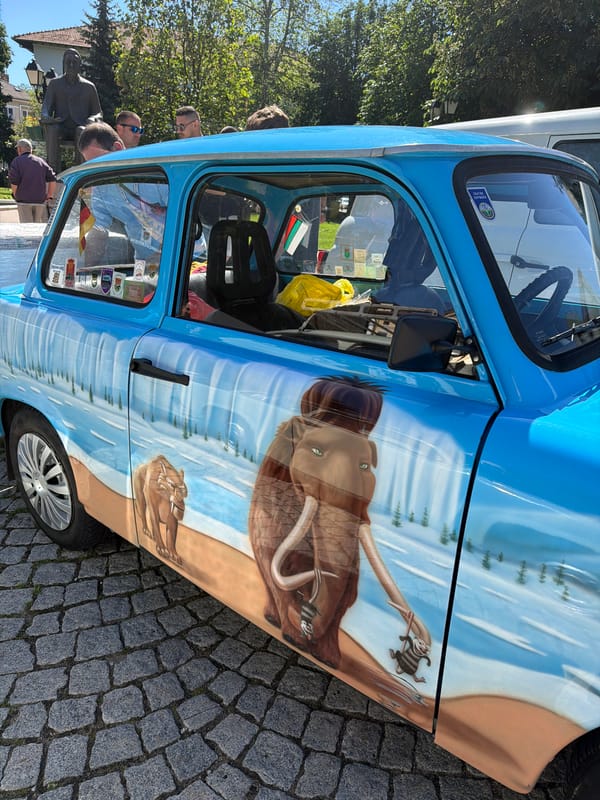 Ice Age-themed car spotted on cobblestone street in Bulgaria
