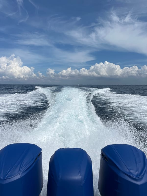 High-speed boat journey recorded from stern in Indonesian waters