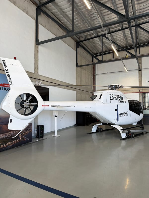 White Airbus helicopter spotted in Cape Town facility