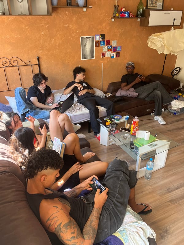 Casual social gathering captured at Barcelona residence