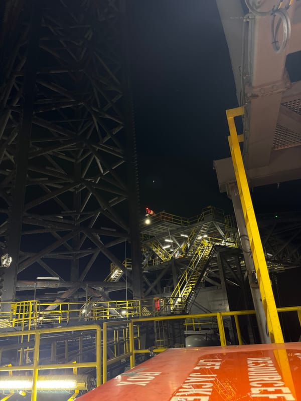 Industrial structure photographed illuminated at night in Italy
