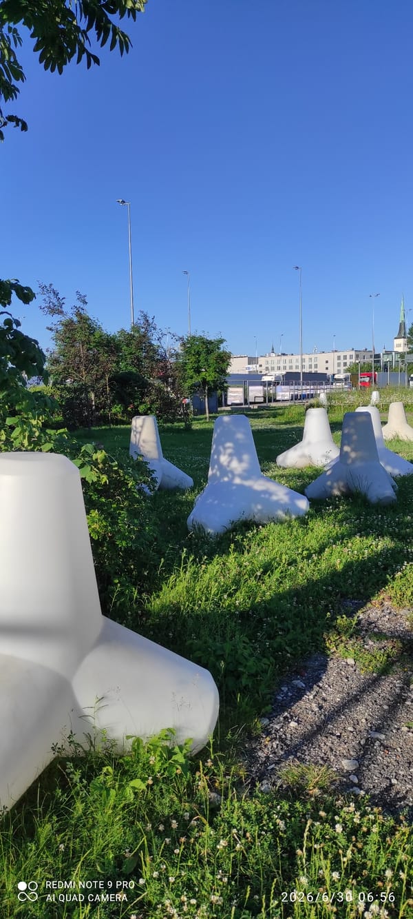 Tallinn's port waterfront on a sunny summer morning