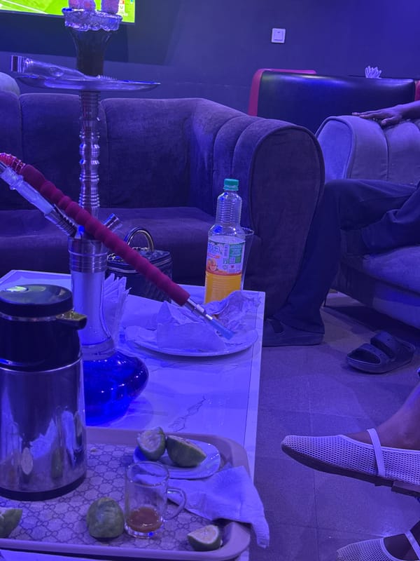 Blue-lit lounge scene captured in Barakin Lerawi, Nigeria