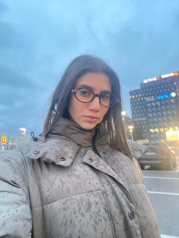 Woman takes selfies around Sofia city center