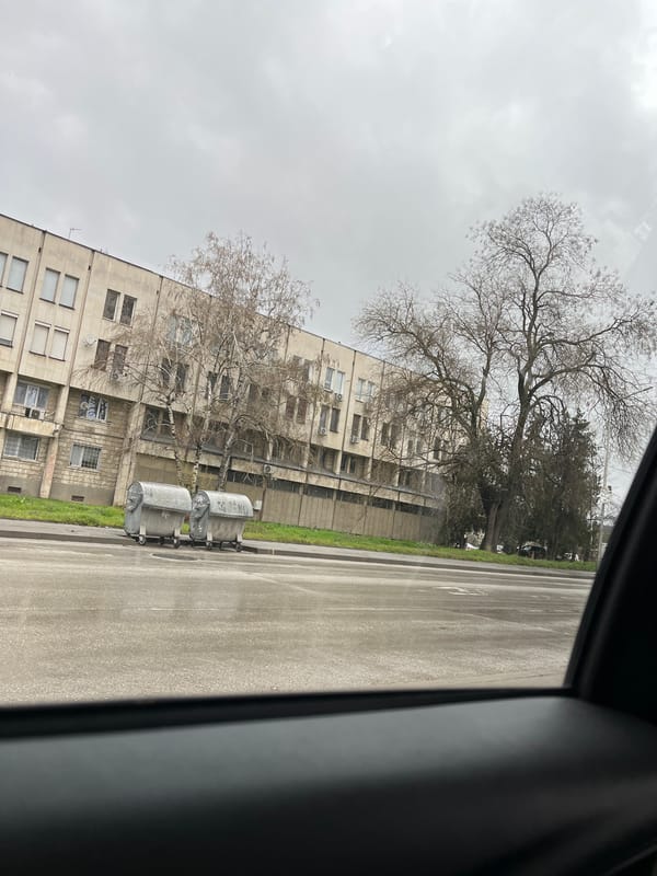 Urban scene captured from vehicle in Pleven, Bulgaria