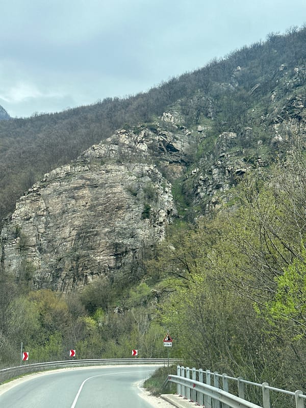 Mountain road and railway documented in Dorkovo, Bulgaria