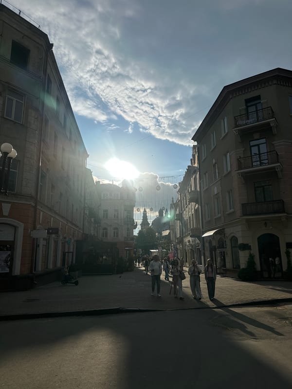 Afternoon walk through downtown Ternopil captures everyday city life