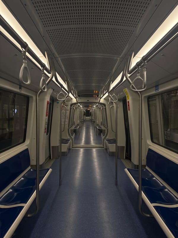 Empty M4 metro car documented in Milan