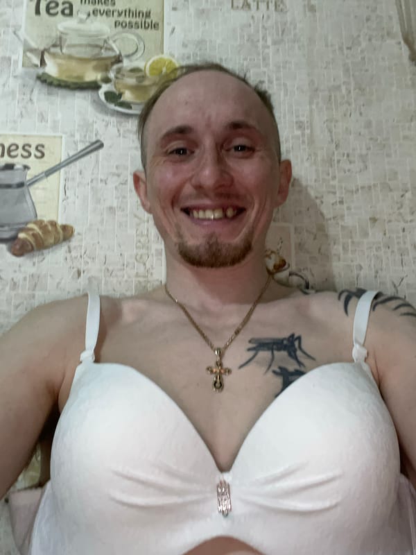 Man in white bra spotted lying in Devyatovo