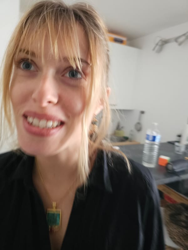 Woman takes selfie in Pantin, France