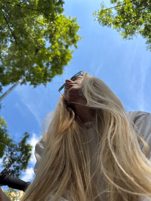 Sunglasses and blue skies on a summer day in Moscow