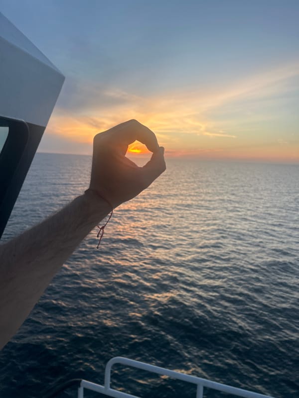 Baltic Sea sunset documented from vessel over 33-minute period