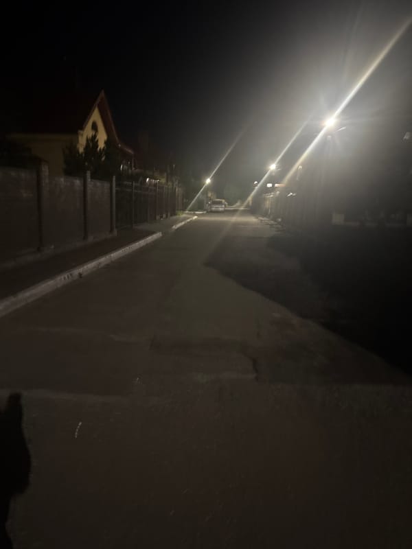 Evening documentation of indoor workspace and nighttime streets in Orekhovka