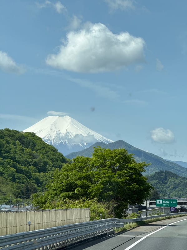 Mount Fuji viewed from highway near Tsuru, Japan