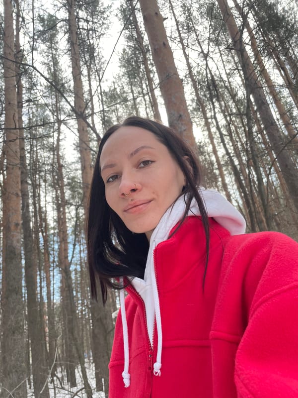 Woman takes forest selfies in snowy Izhevsk morning