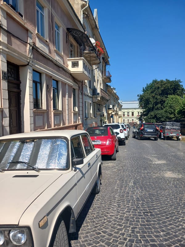 Sunny stroll through Chernivtsi's historic cobblestone streets