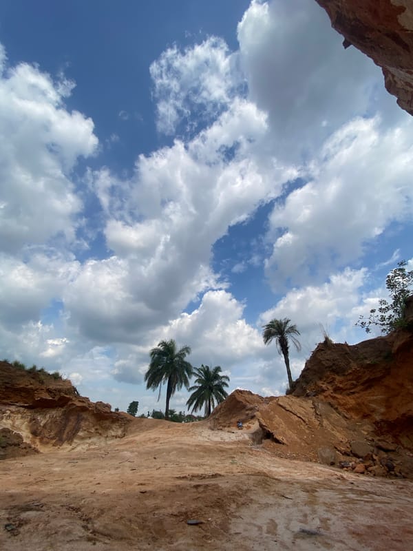Man stands in rocky terrain near Igbara canyon