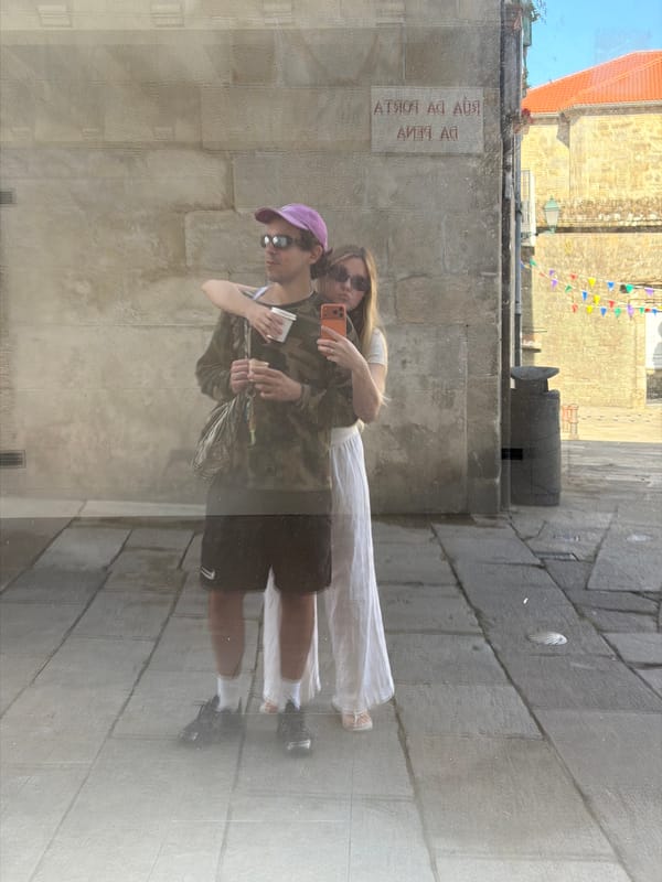 Sunny morning stroll through Santiago de Compostela's historic center