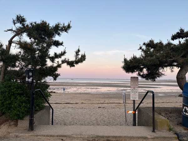 Evening beach scene captured from stairs in Provincetown