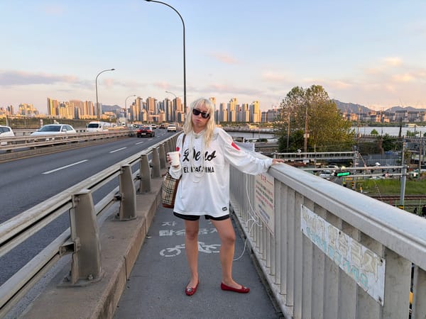 Woman in athletic wear spotted on Seoul bridge