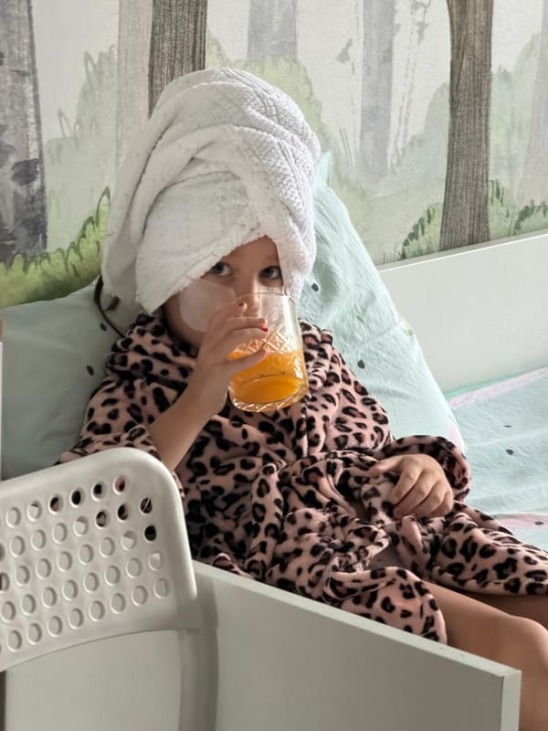 Child enjoys spa treatment at home in Krasnoyarsk