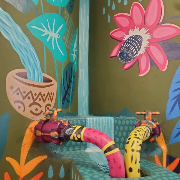 Tourist documents Curitiba's colorful murals and urban infrastructure