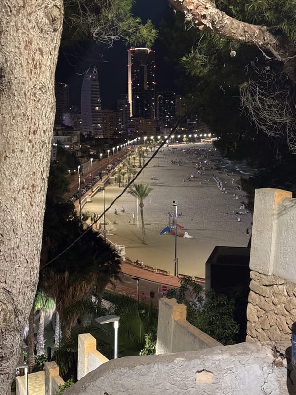 Benidorm's Levante Beach lit up for San Juan night