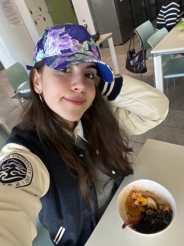 University student takes selfie with meal in Daegu