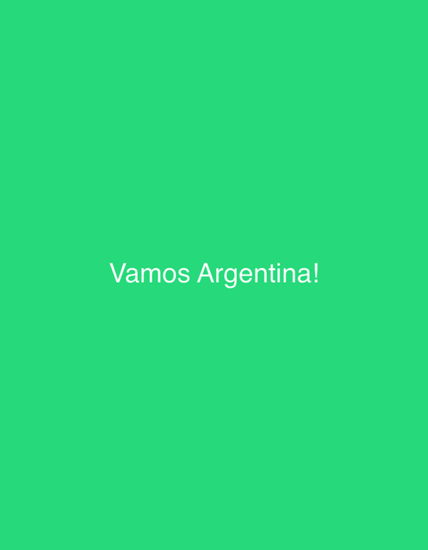 Argentina soccer cheer appears on a green digital screen