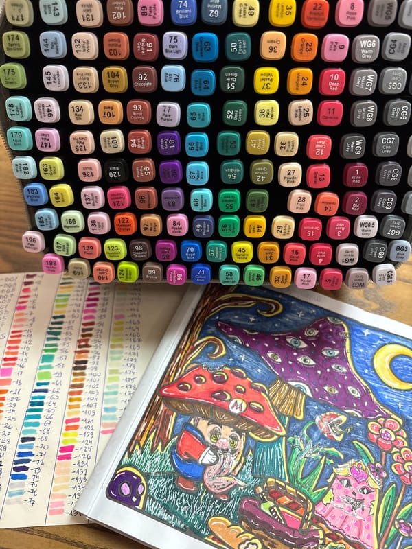 Coloring session with a large marker set in Oreshak