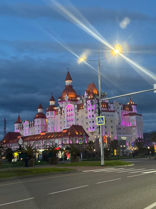 Street scene documented in Sirius, Russia shows crosswalk markings