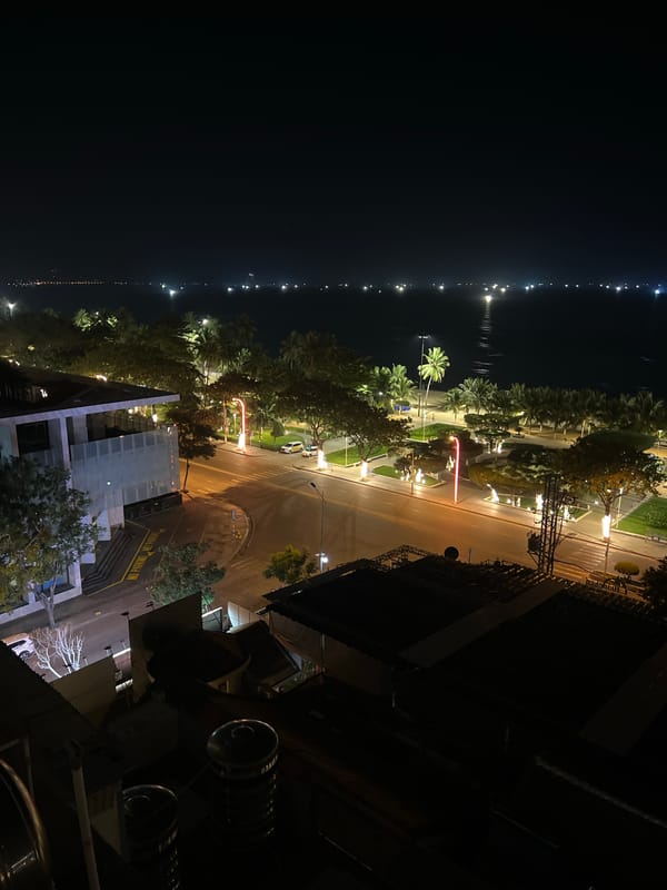 Nha Trang coastal streets alive with traffic and light after dark