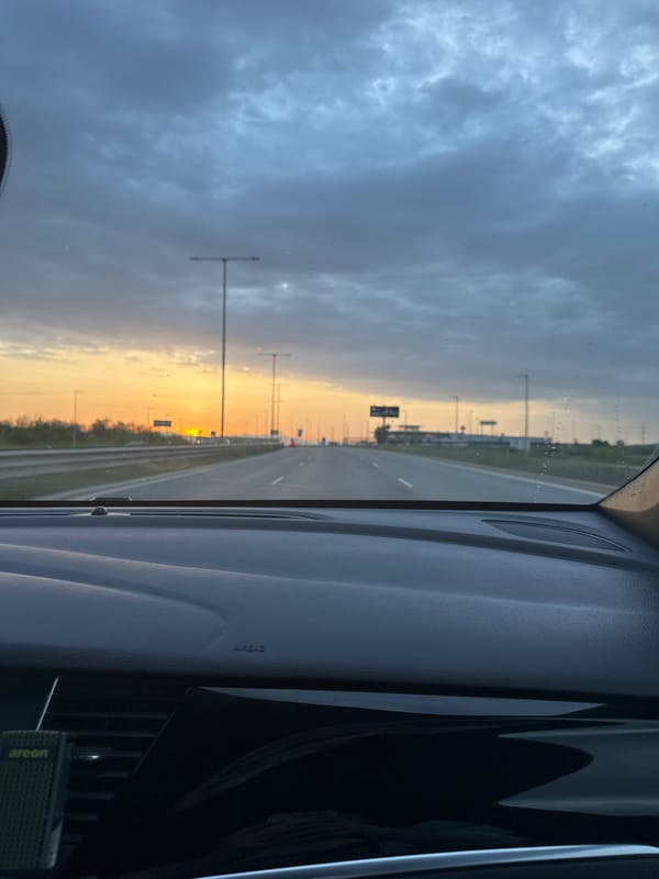Dawn highway travel documented near Sofia, Bulgaria