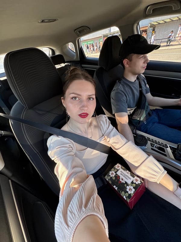 Young couple's afternoon journey documented across Saint Petersburg locations