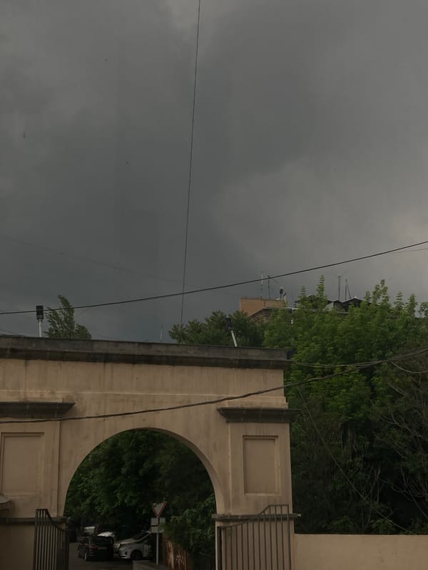 Dark storm clouds observed over Yerevan, Armenia
