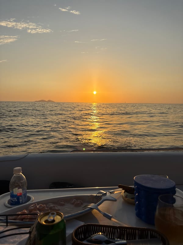 Sunset boat scenes captured off Ancón, Peru coast